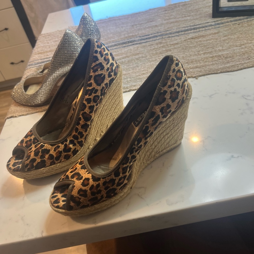 Nine West Leopard Wedges